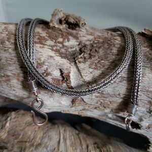 Handcrafted copper Viking knit necklace.